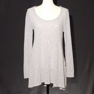 Easel Scoop Neck Long Sleeve Ruffle Hem Tunic